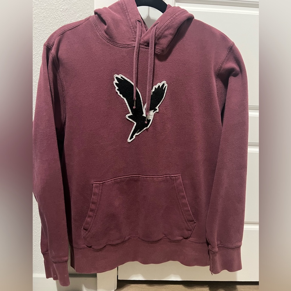 American Eagle Outfitters Maroon Hoodie with Black Logo